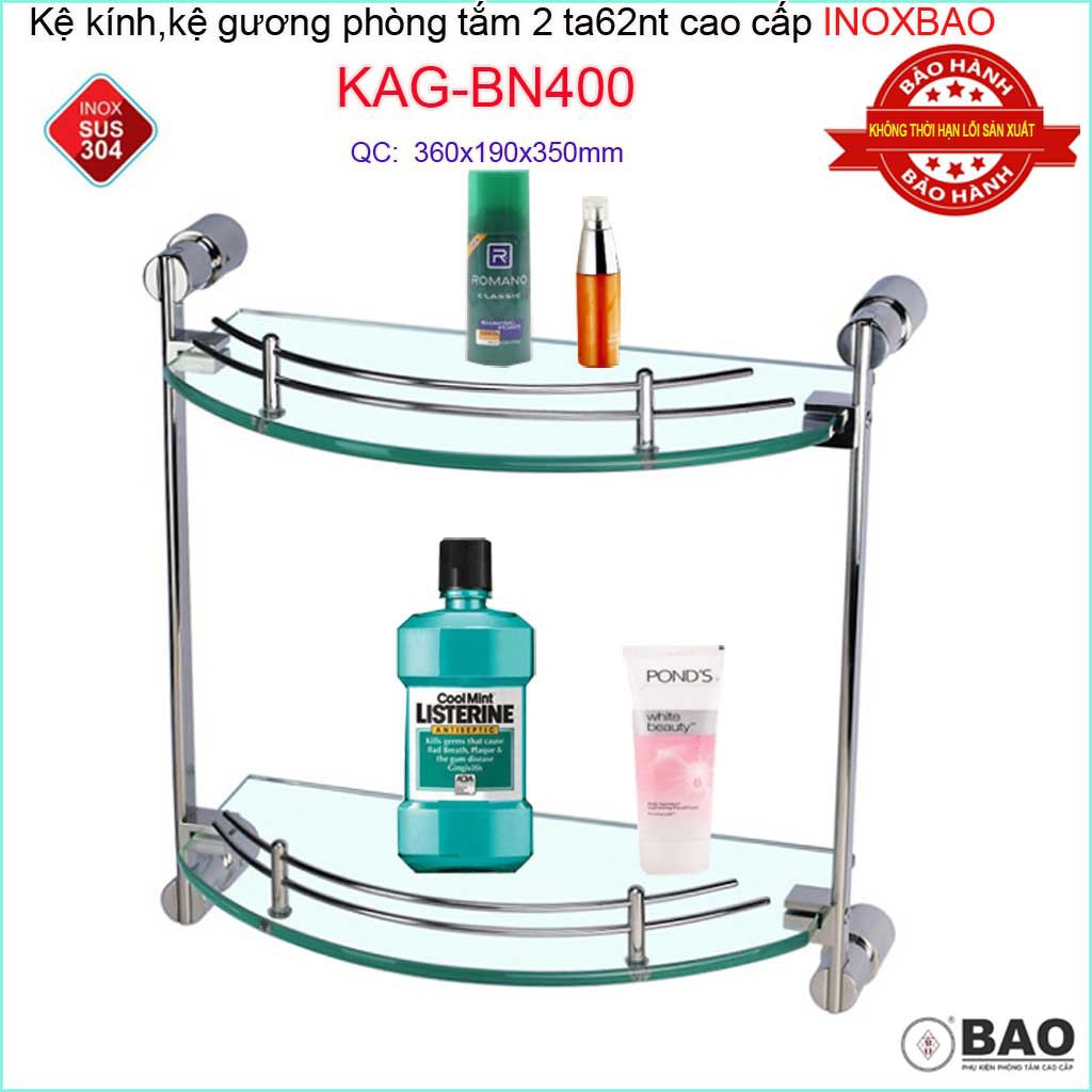 Kệ kính phòng tắm 2 tầng Inox Bảo KAG-BN400