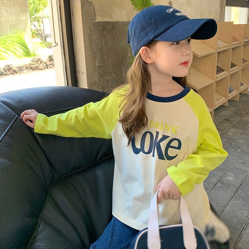 Korean Version Girls Printed Long Sleeves Spring And Autumn Children's Fashion Round Neck T-shirt Top
