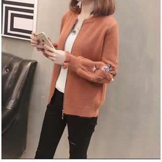 Áo khoác len tay bồng có khóa