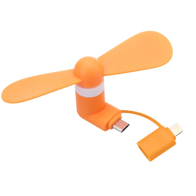 Quạt điện thoại di động mini 2 trong 1 nhỏ gọn, bộ chuyển đổi Micro USB loại IOS điện thoại thông minh Android như Samsung, LG và máy tính bảng