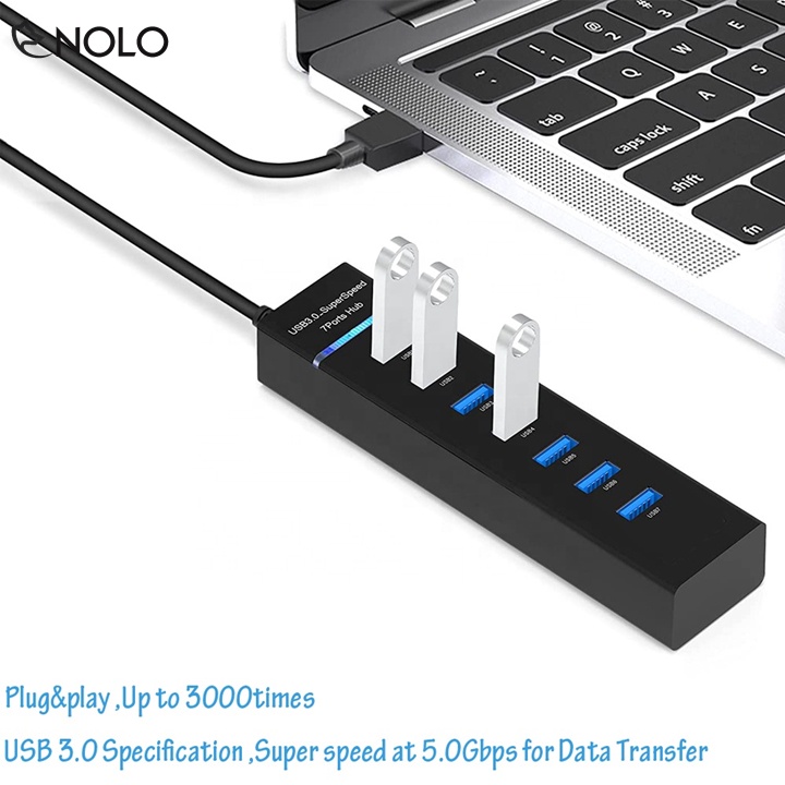 Bộ Chia USB Hub USB 7 Port Model M3 Tốc Độ Cao 3.0 Tương Thích HĐH Windows Mac Linux Và Máy Game PS