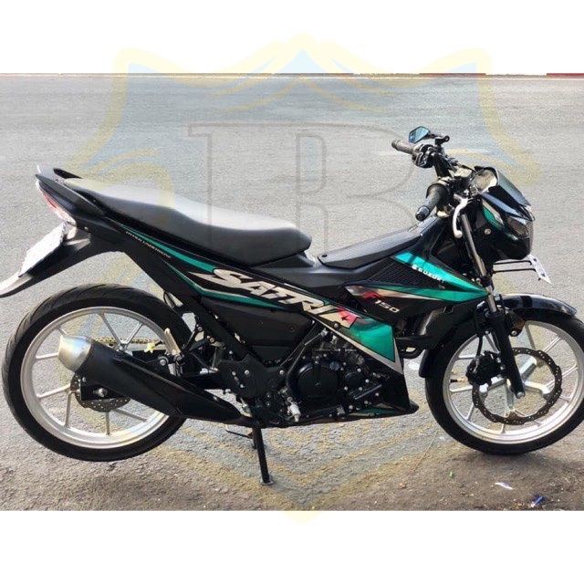 ( Quí khách vui lòng mang ra tiệm cho thợ dán ) Tem Satria fi xanh ngọc lục bảo chất liệu Candy cao cấp