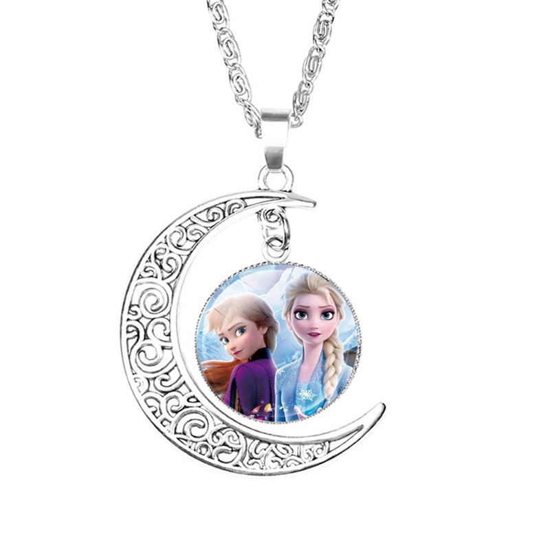Phụ Kiện Thời Trang Bé Gái Frozen Vòng Cổ Công Chúa Anna Elsa Họa Tiết Mặt Trăng Dễ Thương Mặt Dây Chuyền Choker Dây Xích Cô Gái