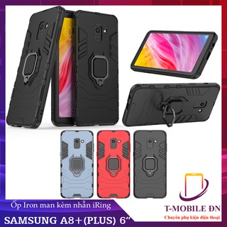 Ốp lưng Samsung A8+ / A8 Plus iron man chống sốc kèm nhẫn iring chống xem video bảo vệ camera