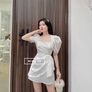 HÀNG CAO CẤP ĐẦM TRẮNG CỔ U VẠT XÉO✨