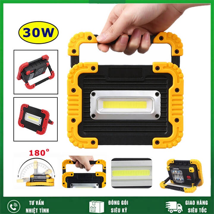 Đèn pin siêu sáng xách tay 30W 750 LUMENS, chống nước IP65, sử dụng pin AA, đèn công trường cao cấp