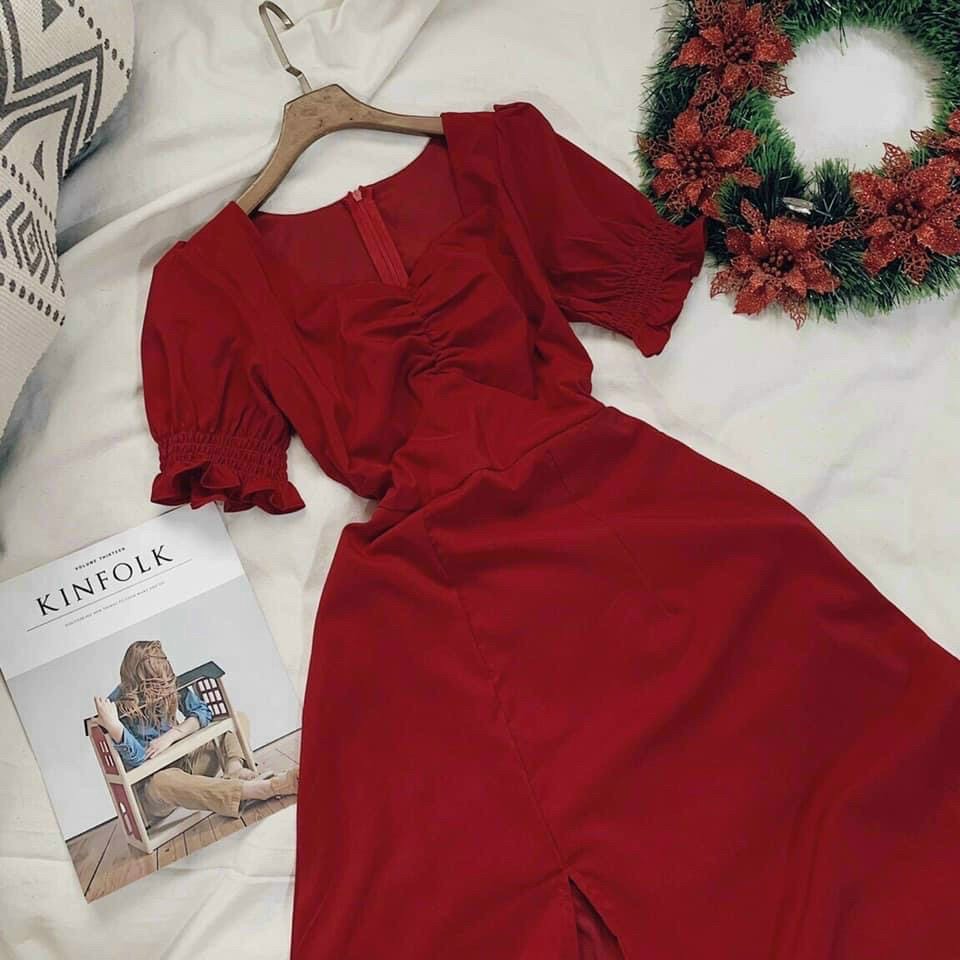 Đầm Thiết Kế-Na jin-Đầm Dài Thiết Kế Xẻ Tà Nhún Ngực Tôn Dáng Đẹp Xuất Sắc HNK1031 | BigBuy360 - bigbuy360.vn