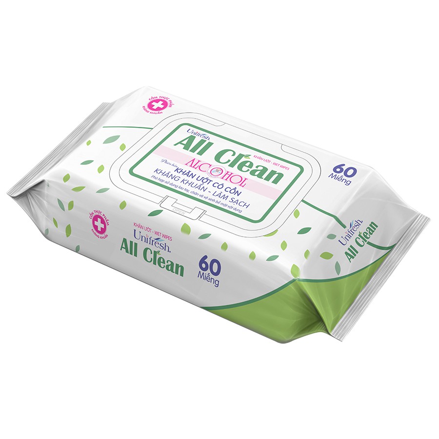 Khăn ướt Unifresh All Clean Có cồn kháng khuẩn 60 miếng