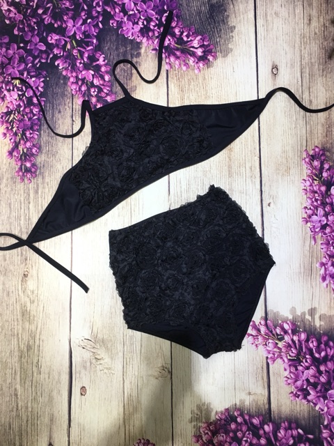 Bikini / bộ bơi hoa hồng đen | BigBuy360 - bigbuy360.vn
