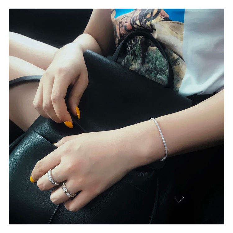 Vòng Tay Bạc 925 Đính Đá Zircon Thời Trang Có Thể Điều Chỉnh Cho Nữ