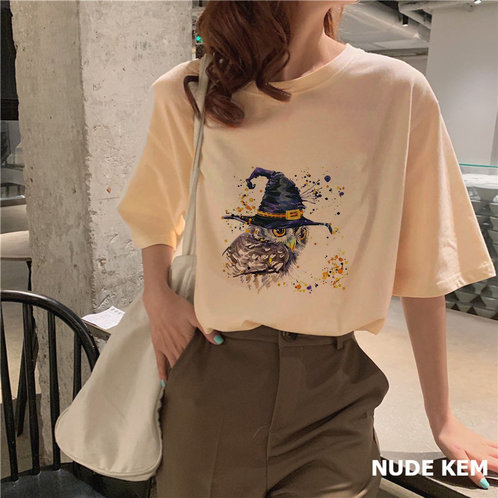 Áo Thun Tay Lỡ In Nhiệt Phù Thủy Cú form Unisex nam nữ phong cách Ulzzang ATIN33 - Áo Phông Unisex dễ mặc, năng động | BigBuy360 - bigbuy360.vn
