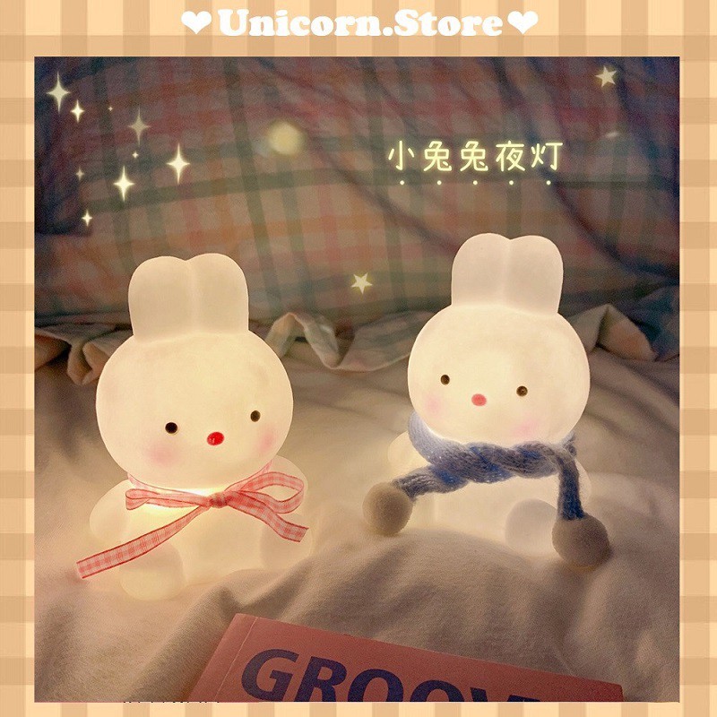 Đèn LED để bàn không dây, đèn ngủ trang trí thỏ đeo nơ Unicorn Store