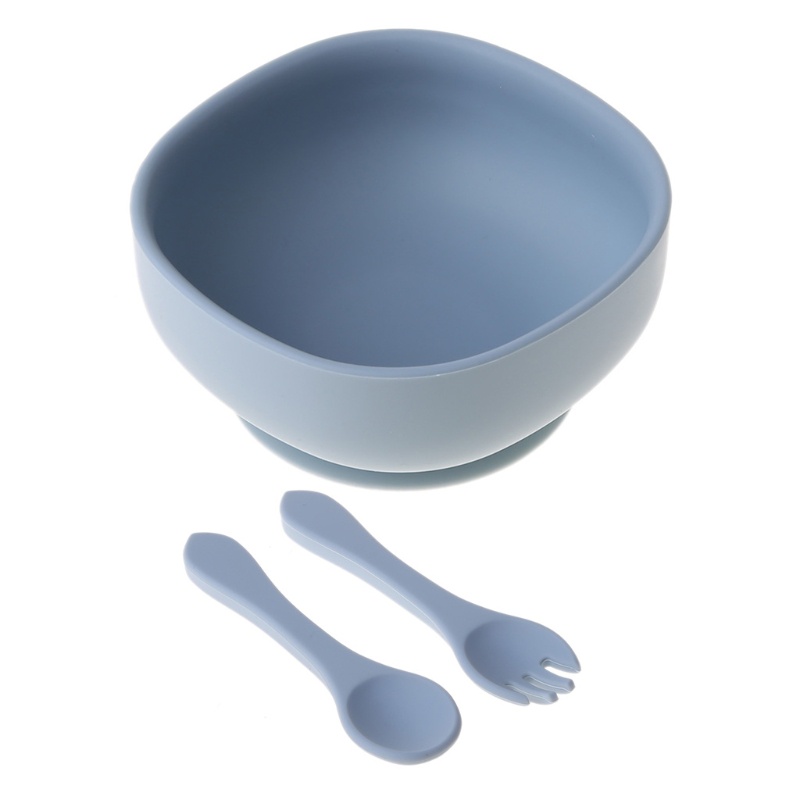 Bộ Tô Muỗng Nĩa Ăn Chia Ngăn Bằng Silicone Không BPA Dành Cho Trẻ Sơ Sinh