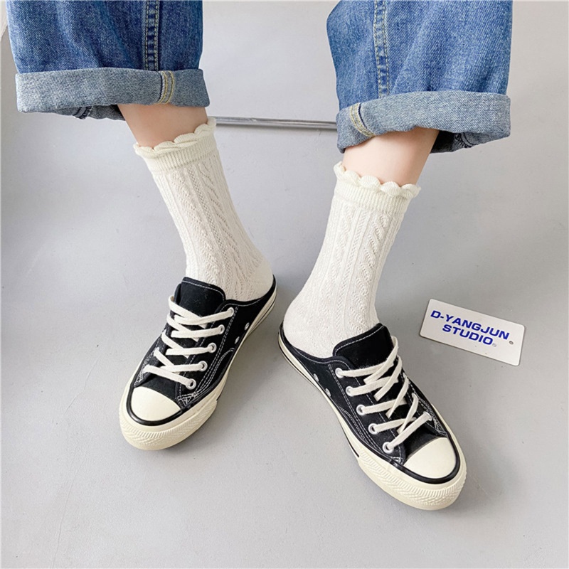 Vớ cotton dệt kim màu sắc nhã nhặn 10MK