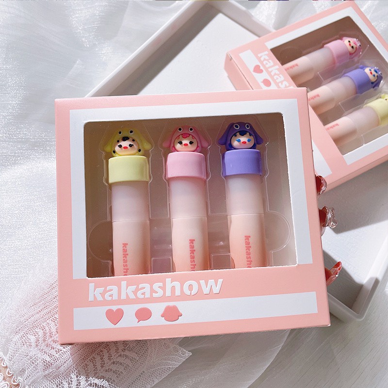 Hộp 3 cây kem son búp bê KaKaShow cao cấp