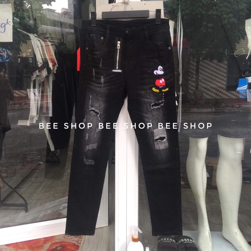 Quần bò Mickey, khoá lệch, quần jean nam dsq - Bee Shop | BigBuy360 - bigbuy360.vn