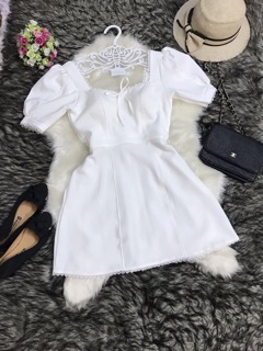 Đầm Cúp Ngực Tiểu Thư Phối Viền Ren