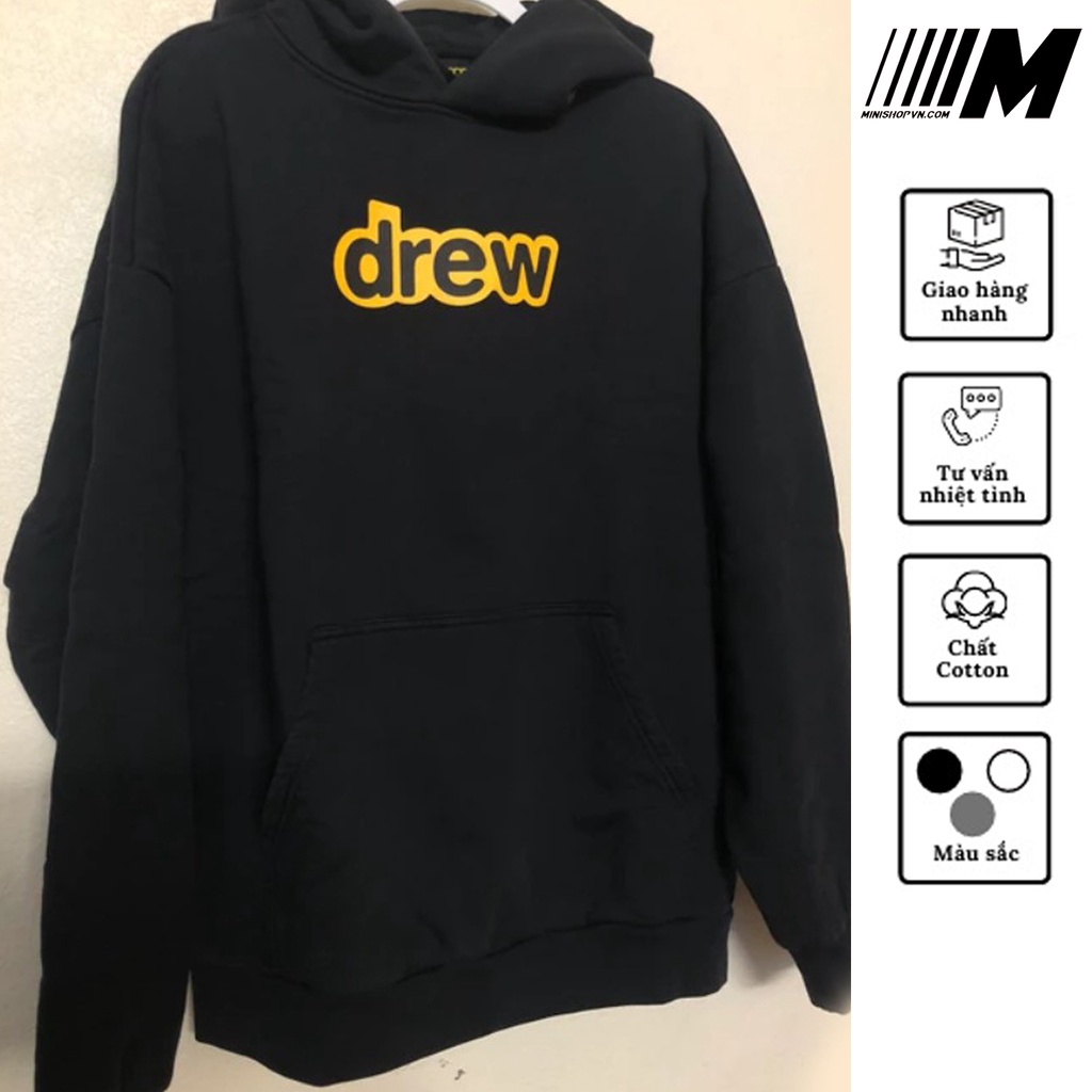 Áo Nỉ Hoodie Drew Nam Nữ Unisex Chất Vải Nỉ Dày Ấm Mềm Mịn Dáng Rộng Phong Cách ulzzang