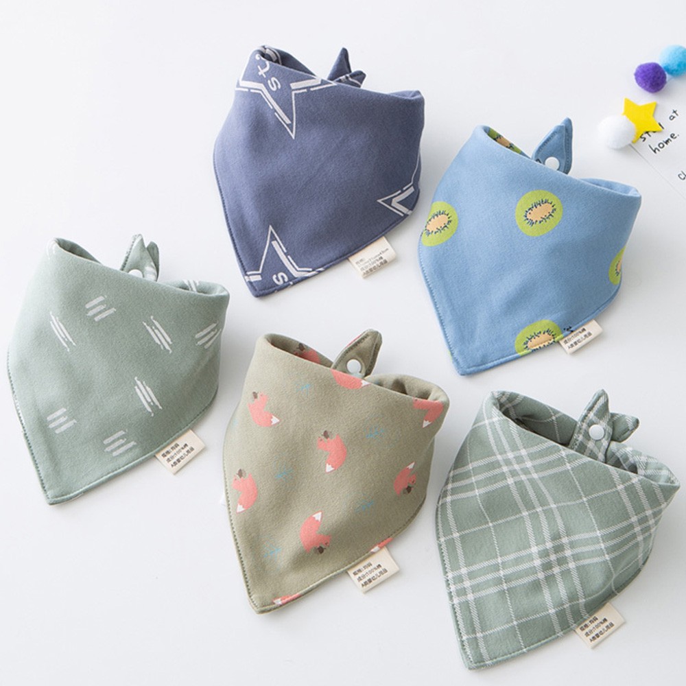 Bộ 5 yếm ăn cotton mềm mại hình tam giác dành cho em bé