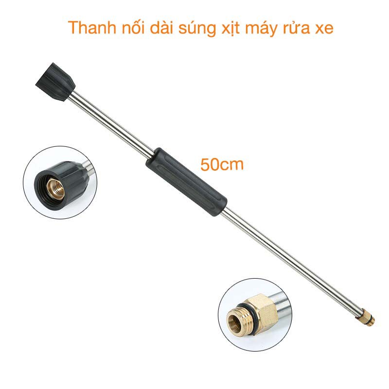 Ống nối dài súng máy rửa xe - chiều dài 20cm 38cm 50cm - chất liệu inox hợp kim đồng-  phụ kiện máy rửa xe