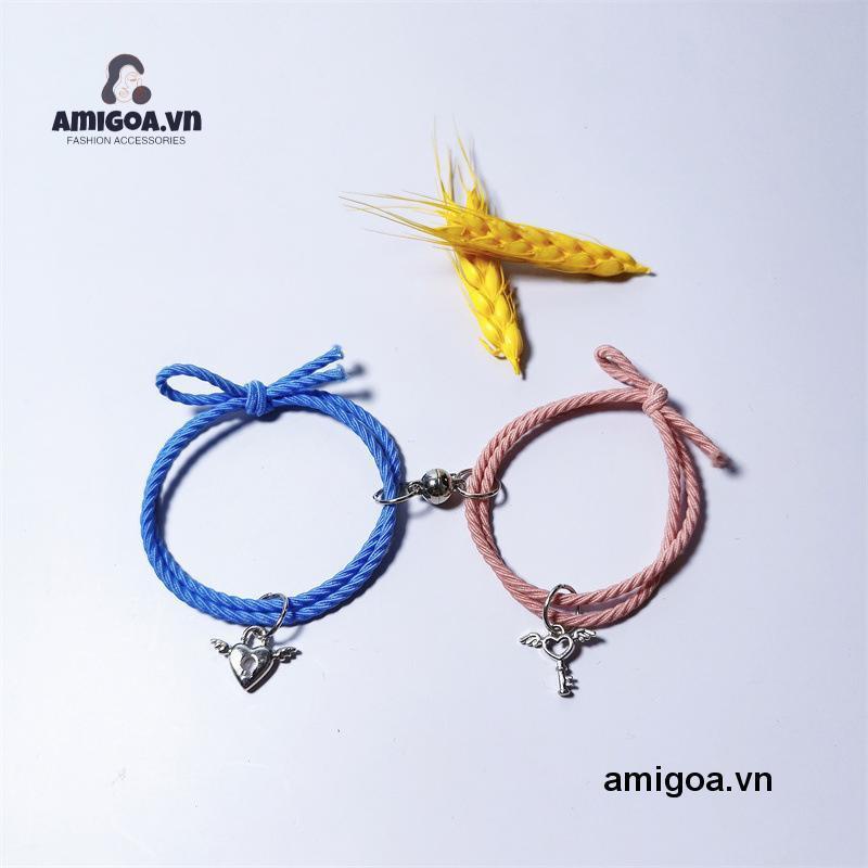 ✨✨Vòng Tay Thép Không Gỉ Mặt Trái Tim Từ Tính Thời Trang Cho Cặp Đôi