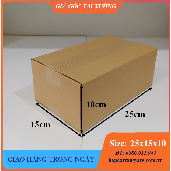 25x15x10 Hộp carton đóng hàng 3 lớp giá tại xưởng, mua buôn liên hệ