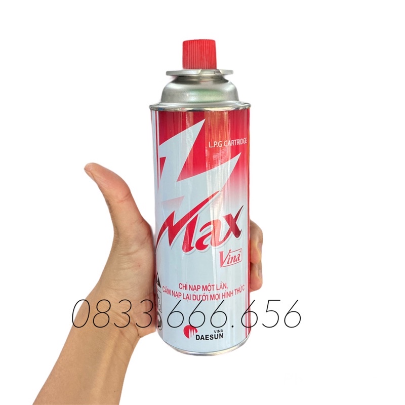 Lon gas mini Max butane 220g gas lon dùng cho bếp gas du lịch đầu khò mini
