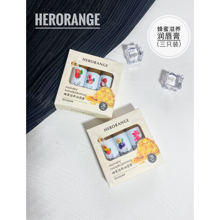 (Bán Buôn Sỉ) Set 3 Son Dưỡng Môi Herorange Hoa Quả Chiết Xuất Trái Cây 3D Độc Đáo Son22