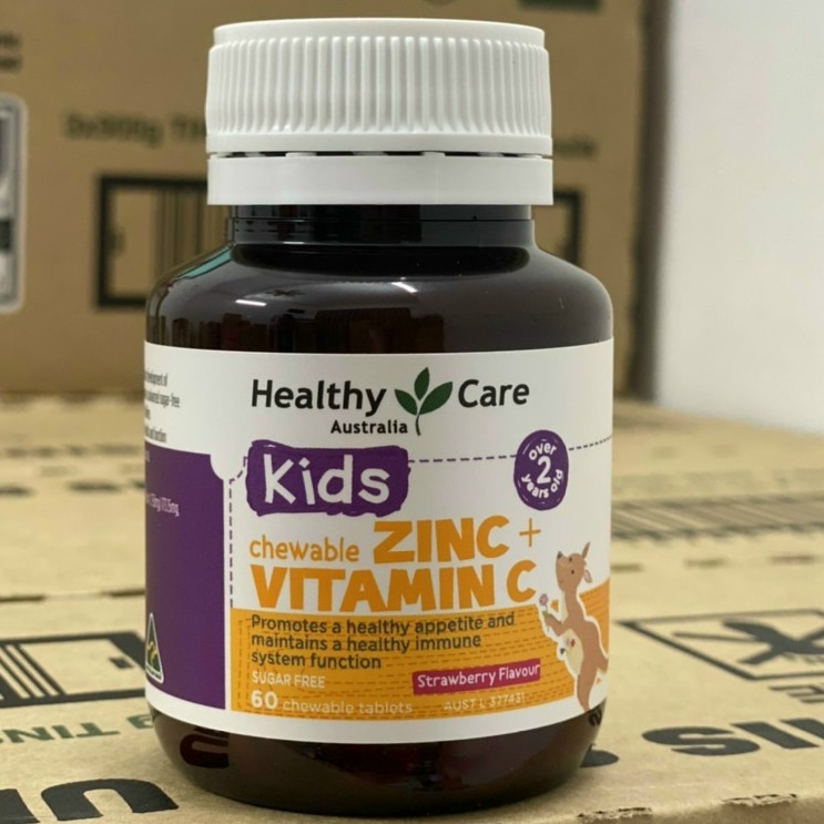 Viên nhai Kẽm Vitamin C +  Zin C Healthy Care cho bé 60v Úc