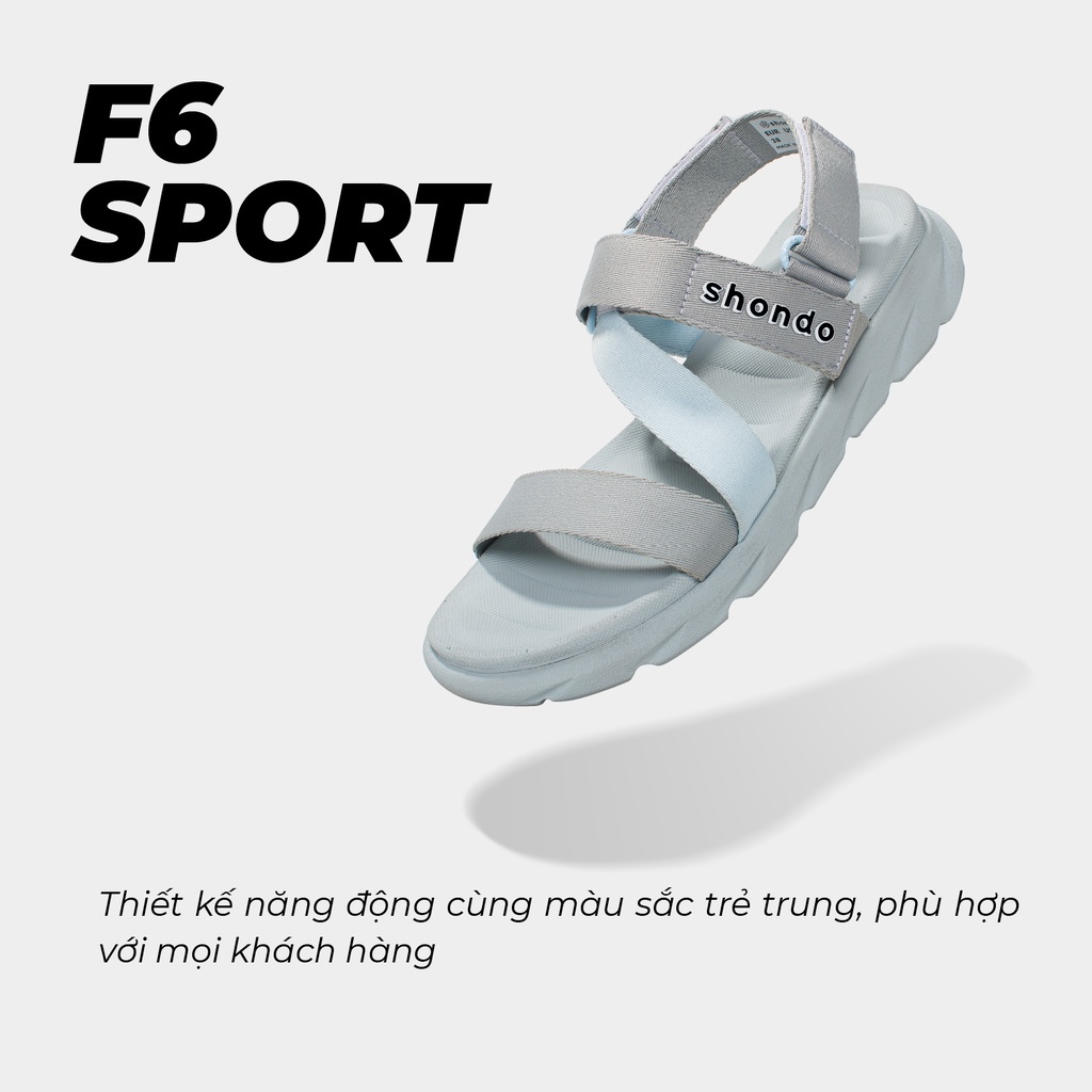 Giày Sandals Nam Nữ Shondo F6 Sport Đế Xám Phối Quai Xanh Da Trời F6S2030