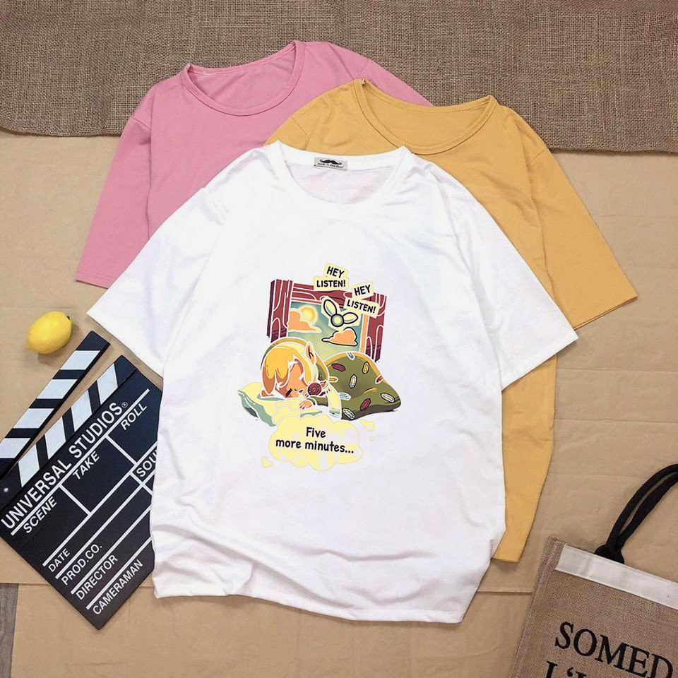 Áo thun tay lỡ unisex họa tiết hoạt hình vải dày mịn 20N1265