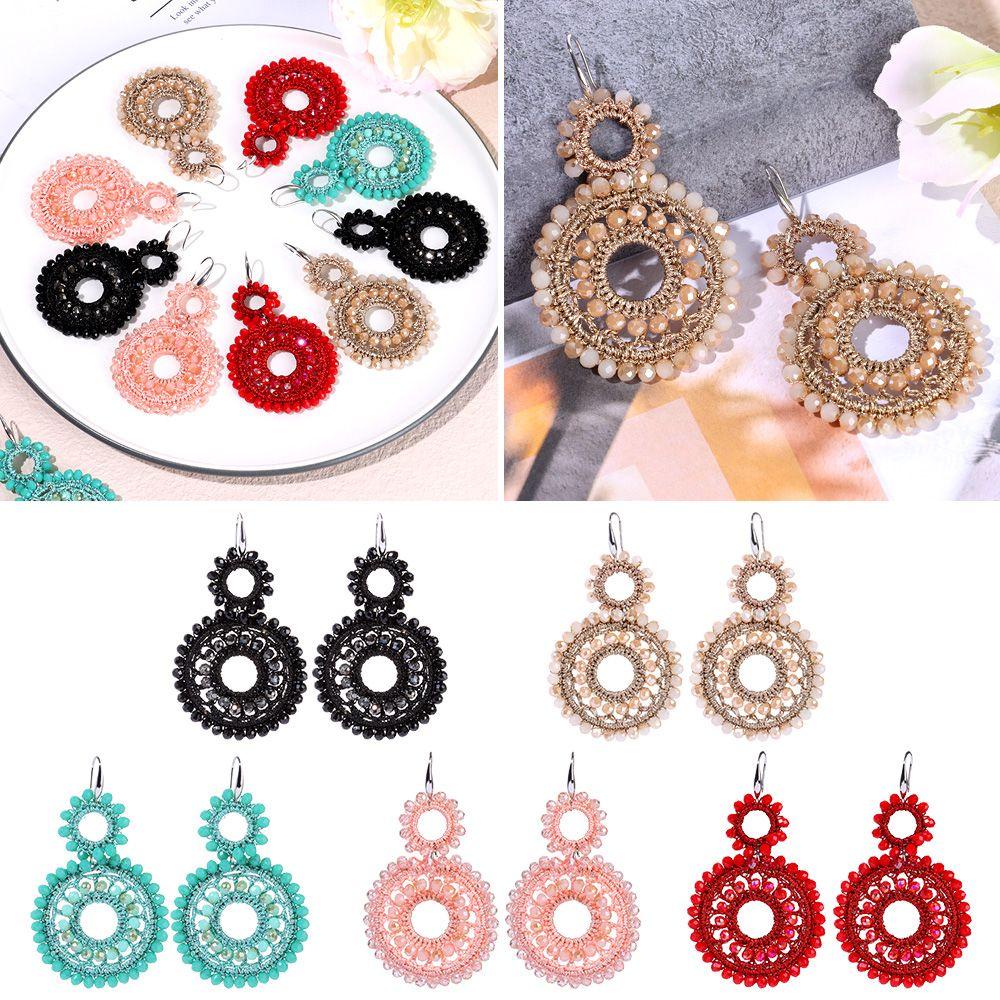 1 Đôi Khuyên Tai Xỏ Hạt Cườm Chất Lượng Cao Phong Cách Boho