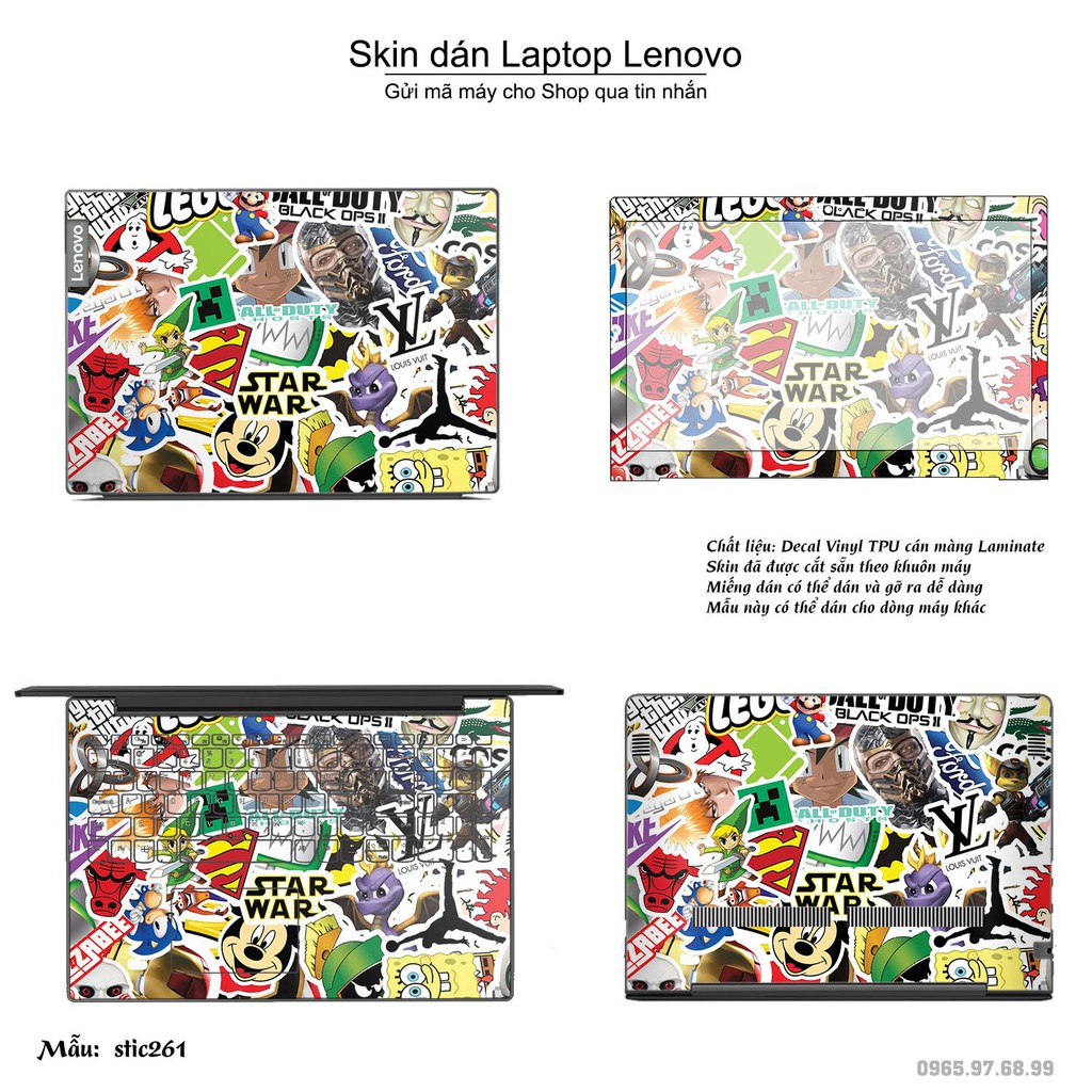 Skin dán Laptop Lenovo in hình sticker bomb nhiều mẫu 2 (inbox mã máy cho Shop)