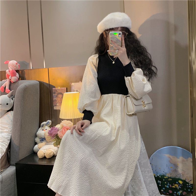 Váy babydoll váy dài đầm babydoll váy dài tay thu đông Đầm Dáng Chữ váy mùa đông váy thu đông A Dáng Rộng Phong Cách Ngọt Ngào Thời Trang Thu Đông Mới Cho Nữ