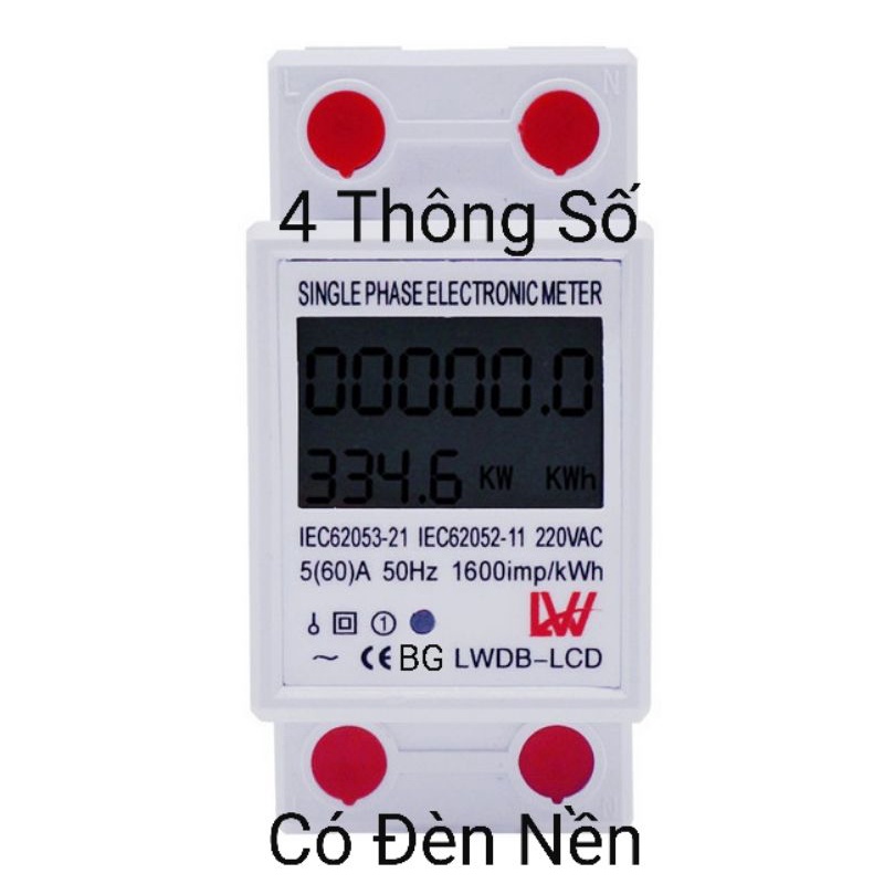 Công tơ đo điện, thiết bị đo công suất 60A LW-Electric LCD hiển thị 4 thông số chính xác