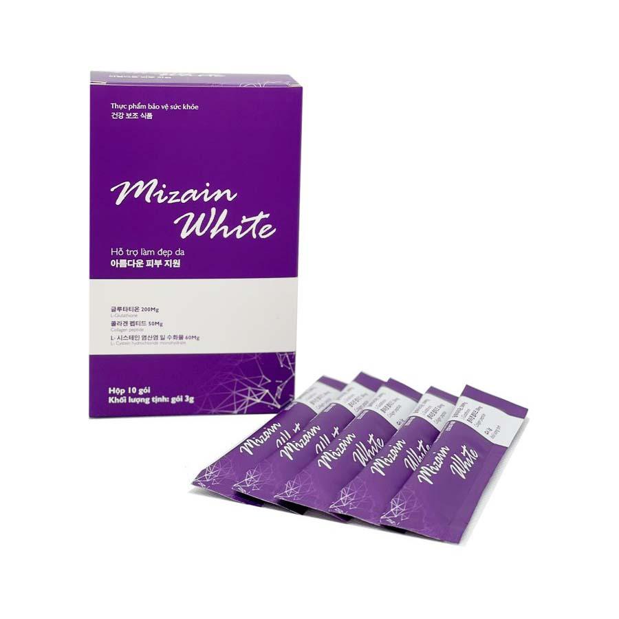 Bột Uống Trắng Da Mizain White Hàn Quốc Hộp Lẻ 10 Gói