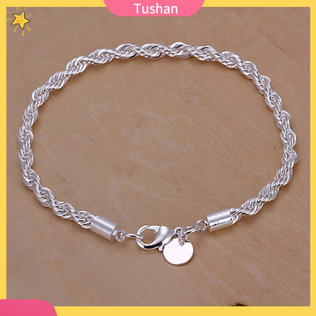 Vòng tay mạ bạc dạng dây xích thiết kế thanh lịch giản dị