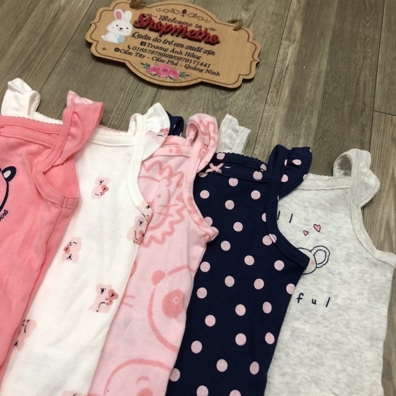 Body chip hai dây bé gái, bodysuit 2 dây xuất dư chất cotton mềm tấm hút mồ hôi - Amystores