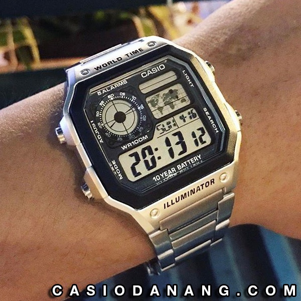 Đồng hồ nam dây kim loại Casio chính hãng AE-1200WHD-1AVDF (42mm)