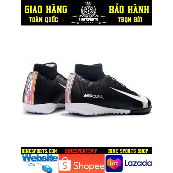 (HÀNG THAILAND) GIÀY BÓNG ĐÁ SÂN CỎ NHÂN TẠO 𝗡𝗶𝗸𝗲 Mercurial Vapor cổ thun đen CỔ CAO TF.CAM KẾT Y HÌNH-CAM KẾT HÀNG TỐT