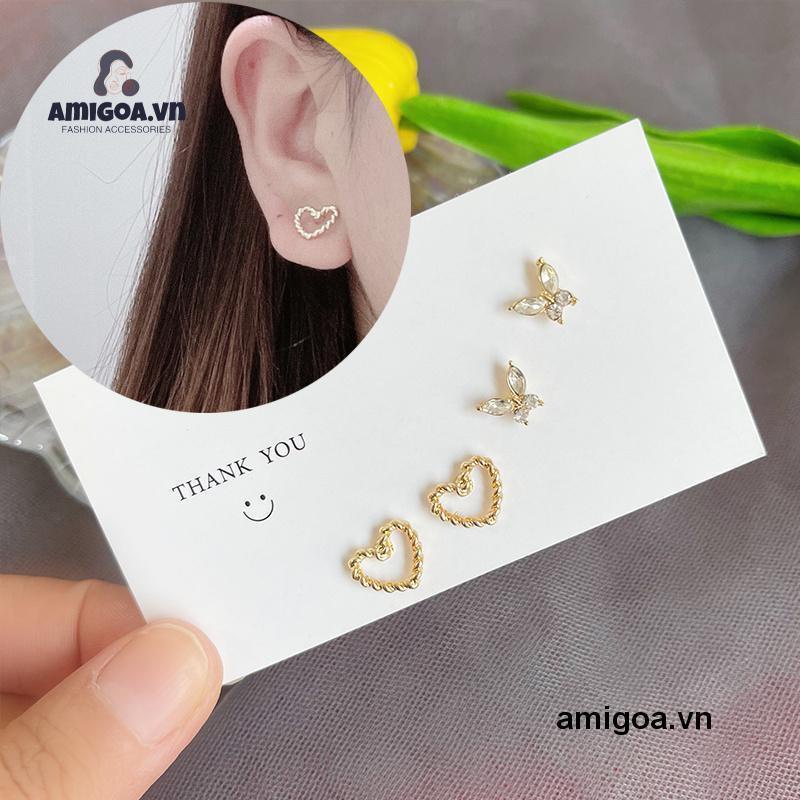 ✨✨Khuyên Tai Hình Hoa / Bướm / Mặt Trăng / Trái Tim Bằng Hợp Kim Phong Cách Hàn Quốc Dễ Thương Thời Trang Cho Nữ
