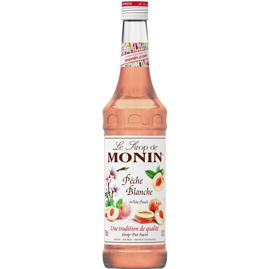 Siro Monin đào trắng (white peach) chai 700ml. Hàng Công ty có sẵn giao ngay