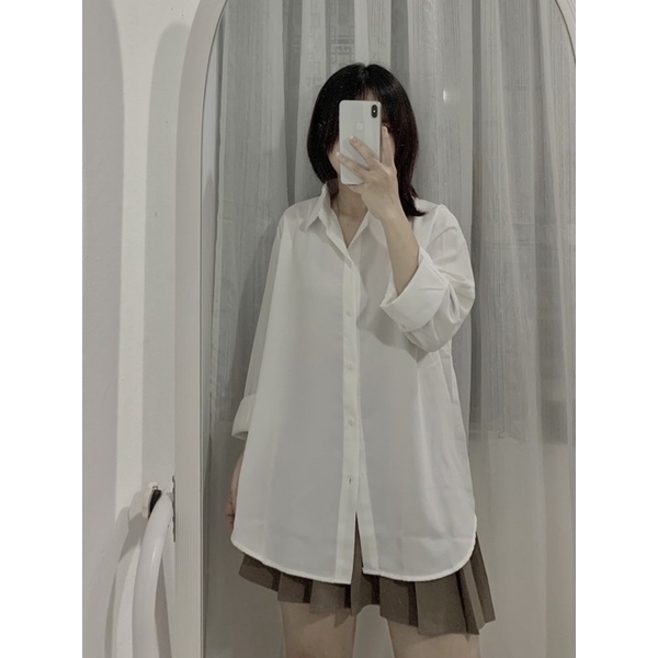 🍊Áo sơ mi trắng basic tay xuông 🍊
