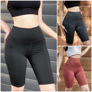 Quần Thể Thao Tập Gym Yoga Nữ, Quần Ngố Biker Có Túi Co Giãn Tốt