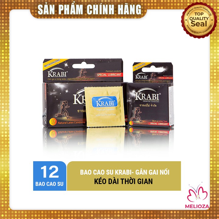 Bao Cao Su [GAI KÍCH THÍCH, KÉO DÀI THỜI GIAN] Krabi Dots $ Longtime hộp 12c BSC05