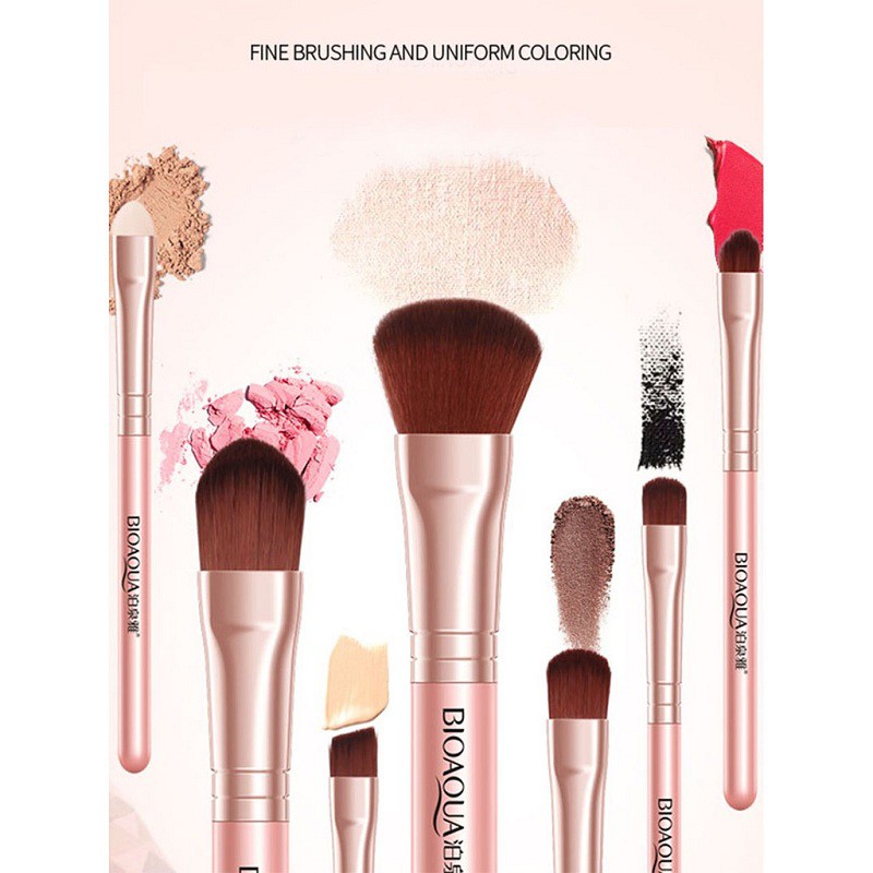 Bộ cọ trang điểm 7 cây makeup cơ bản tán kem nền phấn phủ tán son môi siêu xinh kèm hộp Yasan