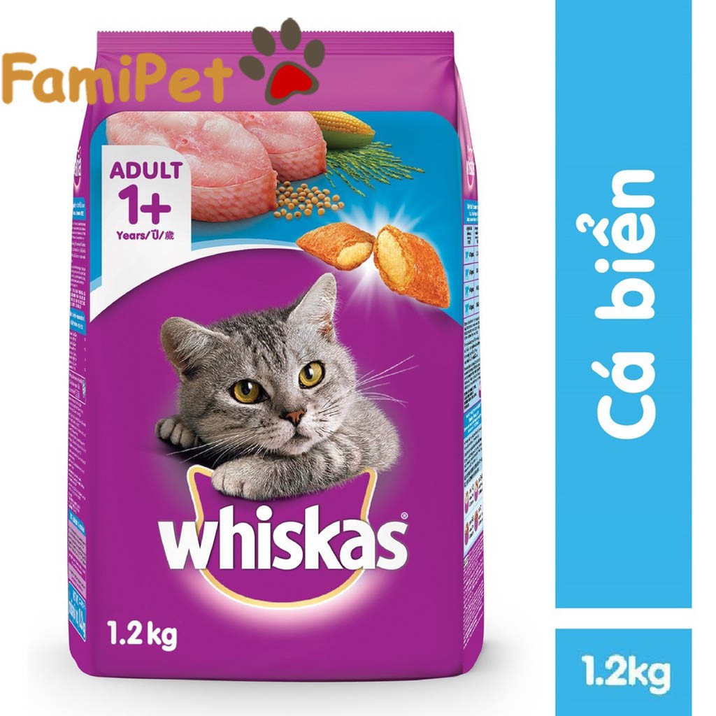 Hạt Thức Ăn Khô Cho Mèo Lớn Whiskas 1.2kg Đủ Mùi Vị