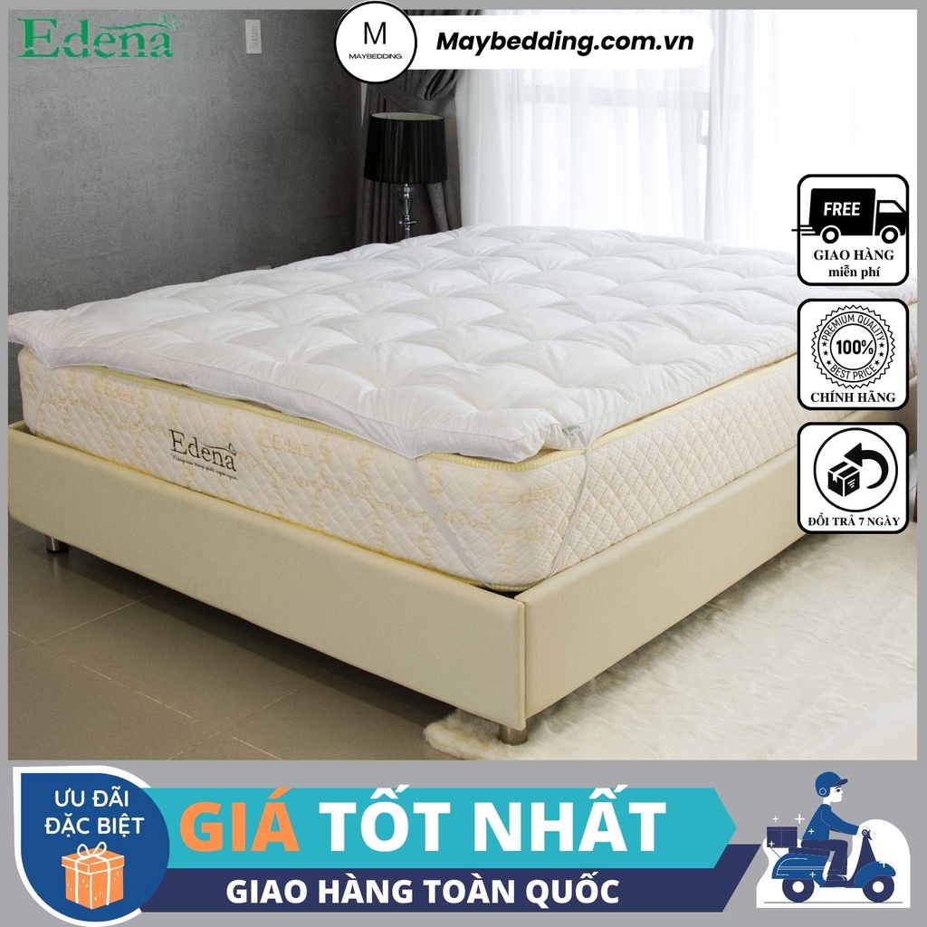 Topper Deluxe EDENA, Tấm Lót Nệm, Tấm Làm Mềm Nệm (Màu Trắng) - Hàng Chính Hãng