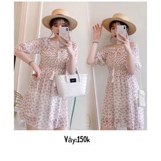 Váy hoa nhí buộc nơ ( ảnh thật)