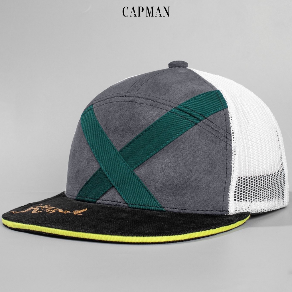 Mũ snapback chính hãng CAPMAN, phong cách hiphop vải da lộn thêu chữ X CM37